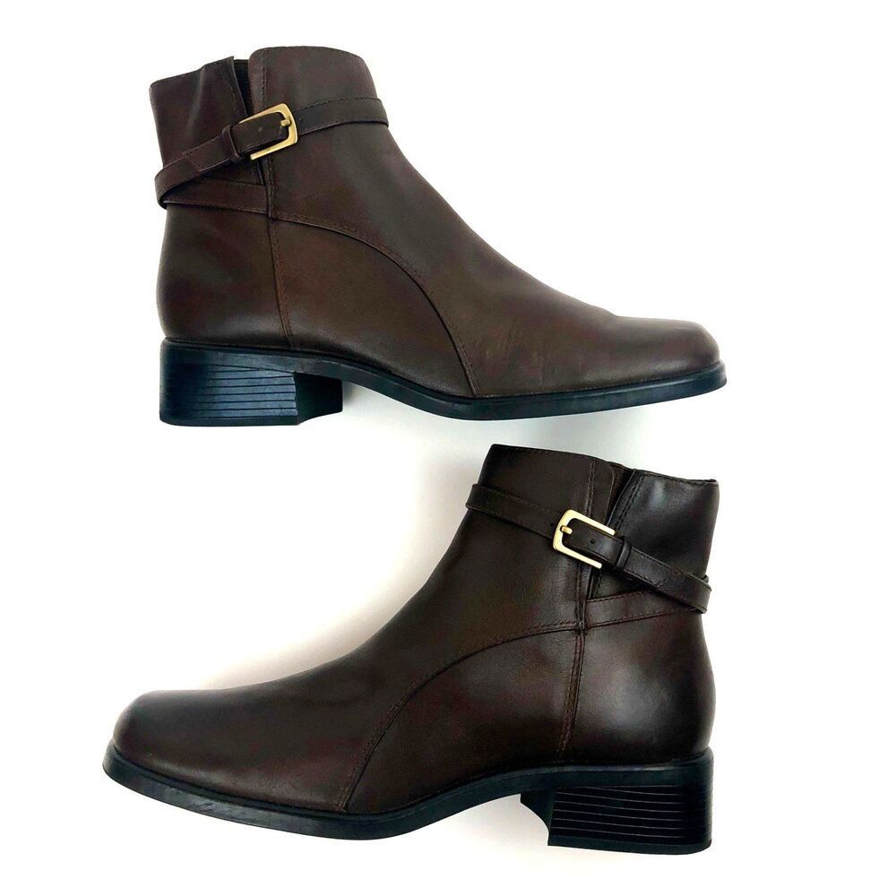 Ipanema Brown Leather Ankle Boots Chelsea Retro Booties 6M Zip Closure 1.5" Heel